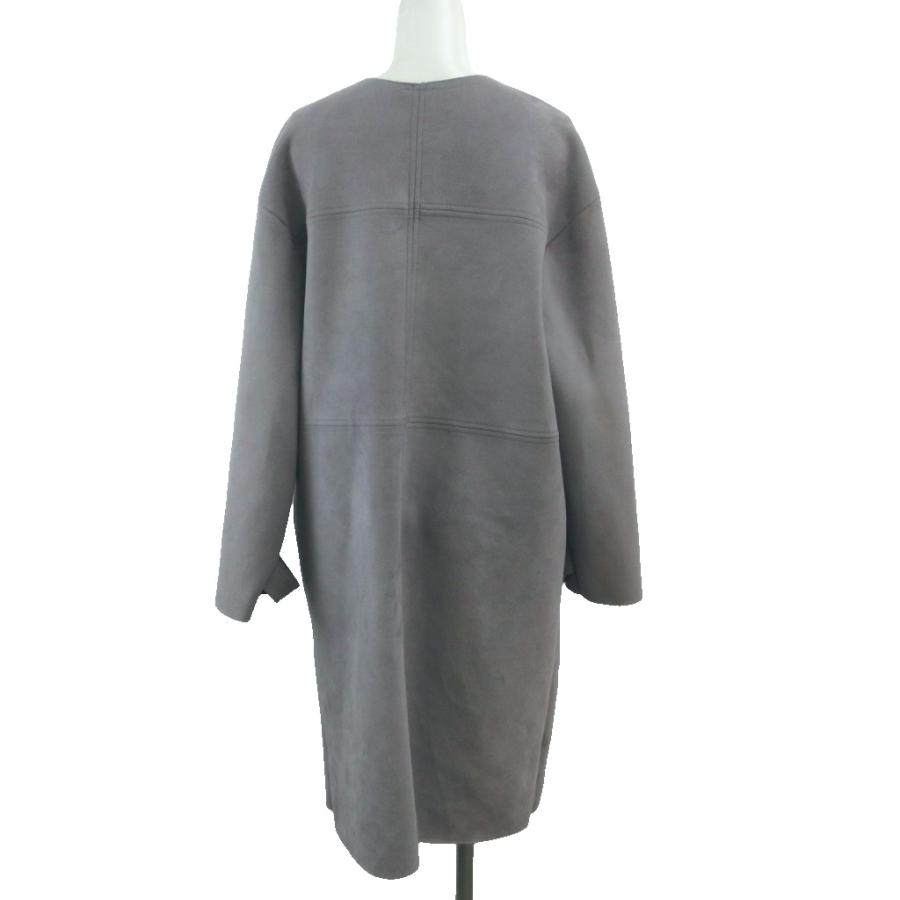 ZARA（ザラ） コート ジャケット M グレー ノーカラー 長袖 ロング丈 