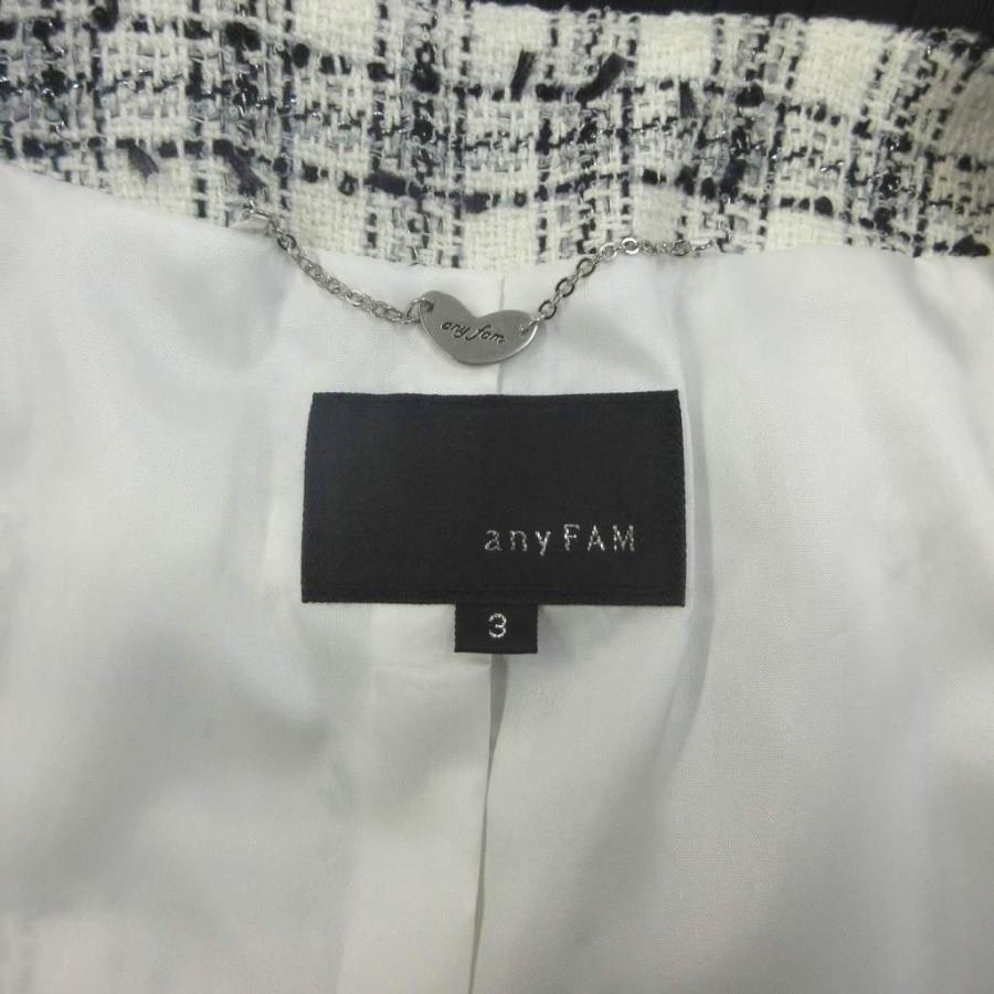 エニィファム anyFam ジャケット 上着 3 白 ホワイト チェック柄 ノー 