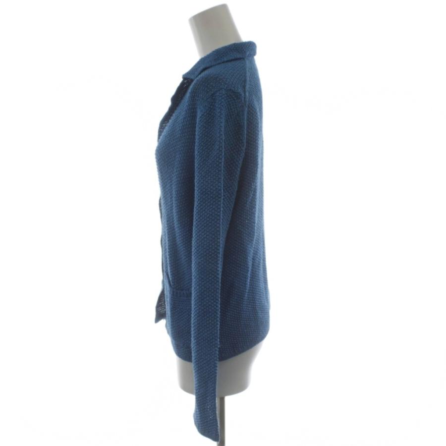 ランバン LANVIN カーディガン 38 青 ブルー ラペルカラー 長袖 透かし編み 2642940 /GG GY59 レディース ...