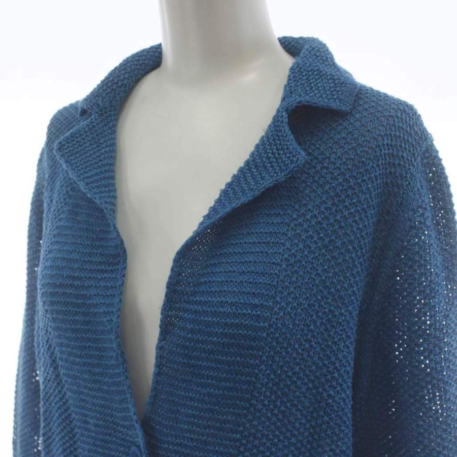 ランバン LANVIN カーディガン 38 青 ブルー ラペルカラー 長袖 透かし編み 2642940 /GG GY59 レディース ...