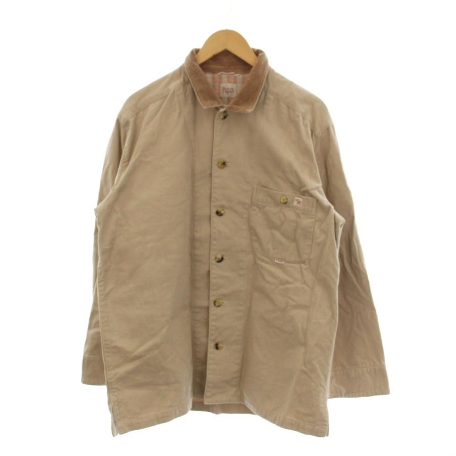 パパス ジャケット 上着 L ベージュ 長袖 コーデュロイ襟 /LP ■GY59 パパス Papas ジャケット 上着 L ベージュ 長袖 コーデュロイ襟 /LP