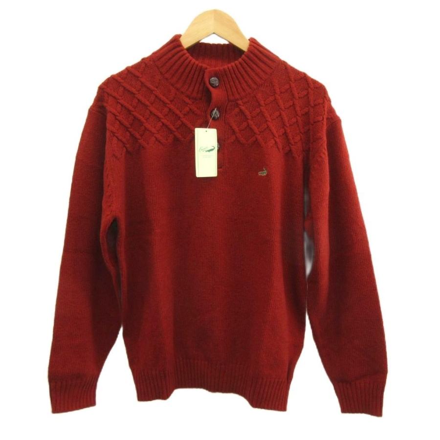 未使用品 クロコダイル CROCODILE ニット セーター ウール混 LL 赤 