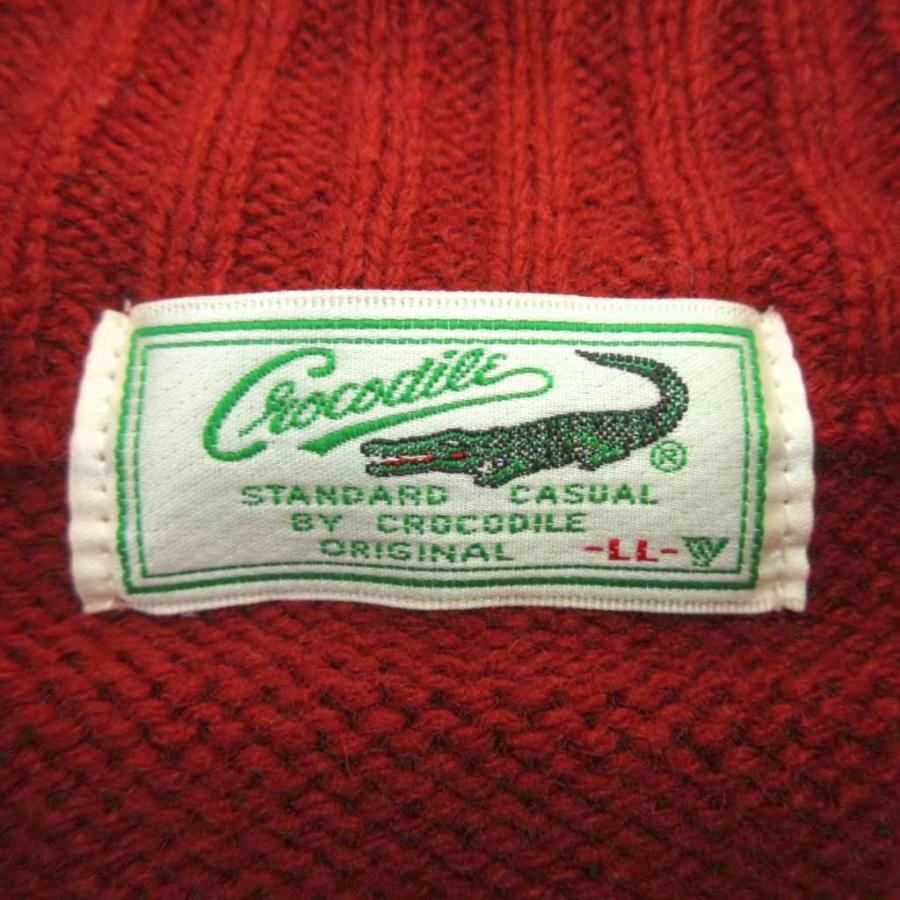 未使用品 クロコダイル CROCODILE ニット セーター ウール混 LL 赤