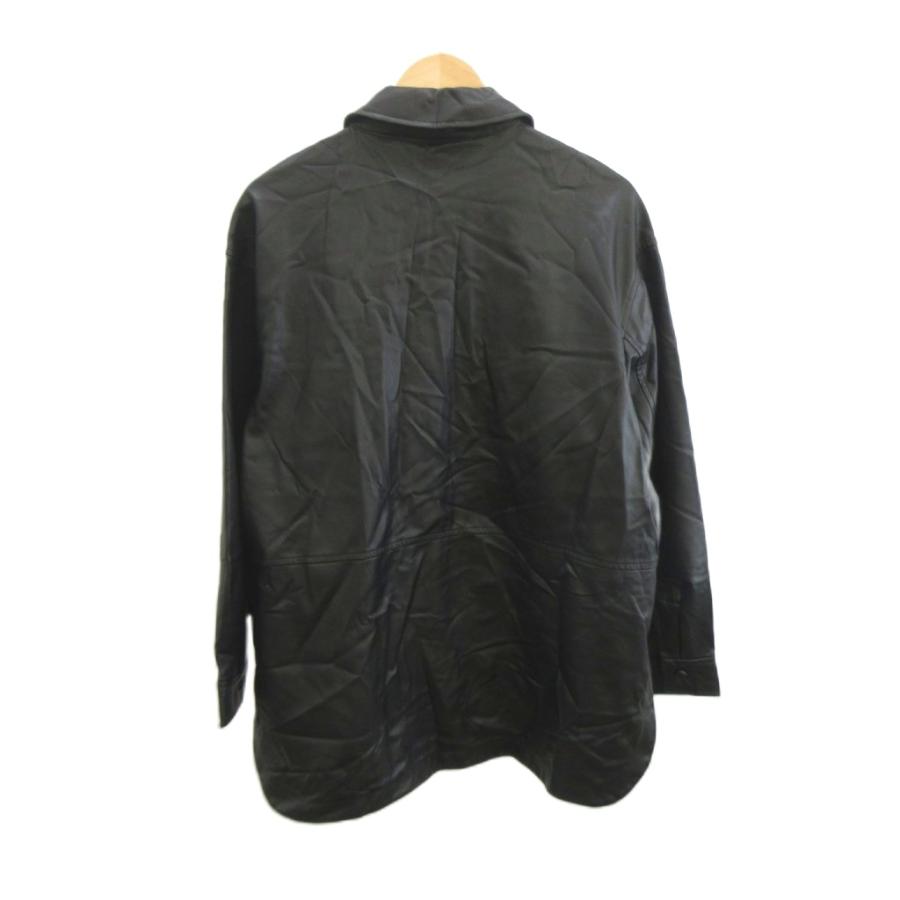 ZARA（ザラ） フェイクレザージャケット 上着 L 黒 ブラック 長袖 /RN