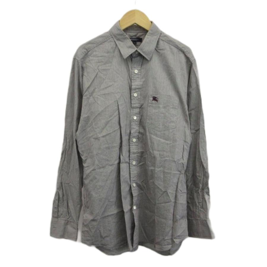 BURBERRY（バーバリー） シャツ L グレー ストライプ柄 レギュラー 