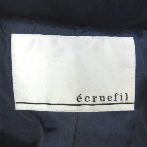 エクリュフィル ecruefil ダウンコート ハーフ丈 3 紺 ネイビー 