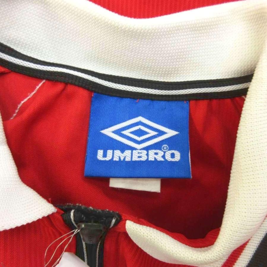 アンブロ UMBRO マンチェスター・ユナイテッド SHARP シャツ 38 赤 レッド 半袖 襟付き ジップアップ /NP ■GY99_2
