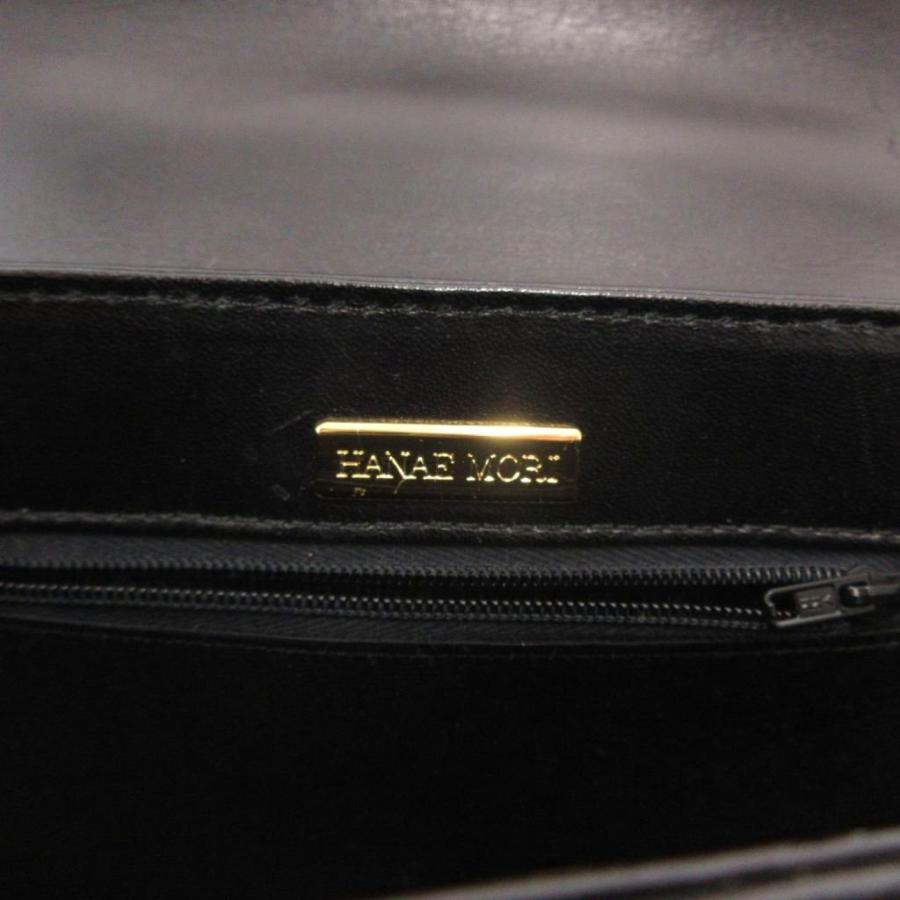 【美品】HANAE MORI ハナエモリ/リボン金具/フラップ ハンドバッグ HANAE MORI（ハナエモリ） ハンドバッグ フォーマル 黒 ブラック