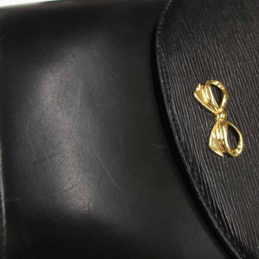 【美品】HANAE MORI ハナエモリ/リボン金具/フラップ ハンドバッグ HANAE MORI（ハナエモリ） ハンドバッグ フォーマル 黒 ブラック