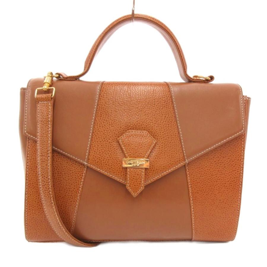 クレージュ courreges 2WAY ハンドバッグ ショルダー 茶 ブラウン 切替 