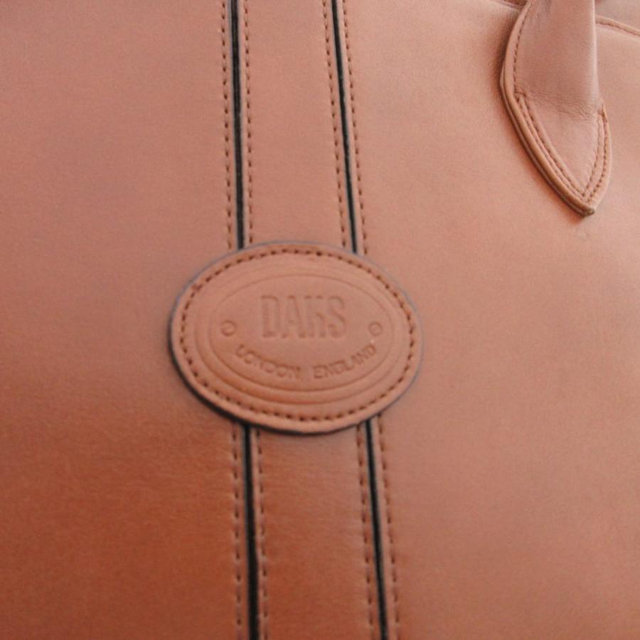 ダックス DAKS ハンドバッグ レザー 茶色 ブラウンロゴ オープントップ