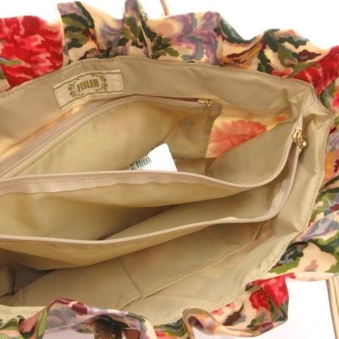 フェイラー FEILER トートバッグ ベージュ 緑 グリーン ピンク 花柄 