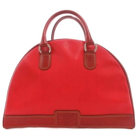 ランセル LANCEL ハンドバッグ パイソン柄 型押し 赤 レッド ドーム型 