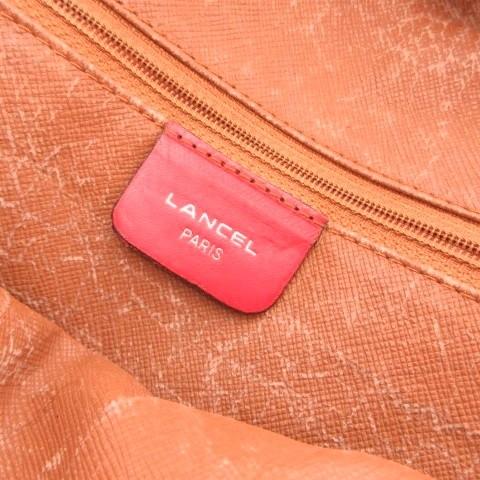 ランセル LANCEL ハンドバッグ パイソン柄 型押し 赤 レッド ドーム型 
