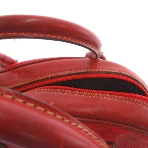 ランセル LANCEL ハンドバッグ パイソン柄 型押し 赤 レッド ドーム型 