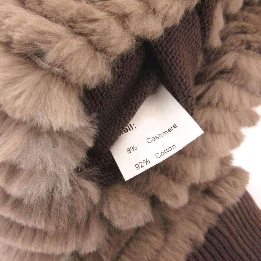 ノーブランド ラビットファーコート ジャケット ジップアップ カシミヤ混 茶 ブラウン /FF ■GY62 レディース_4
