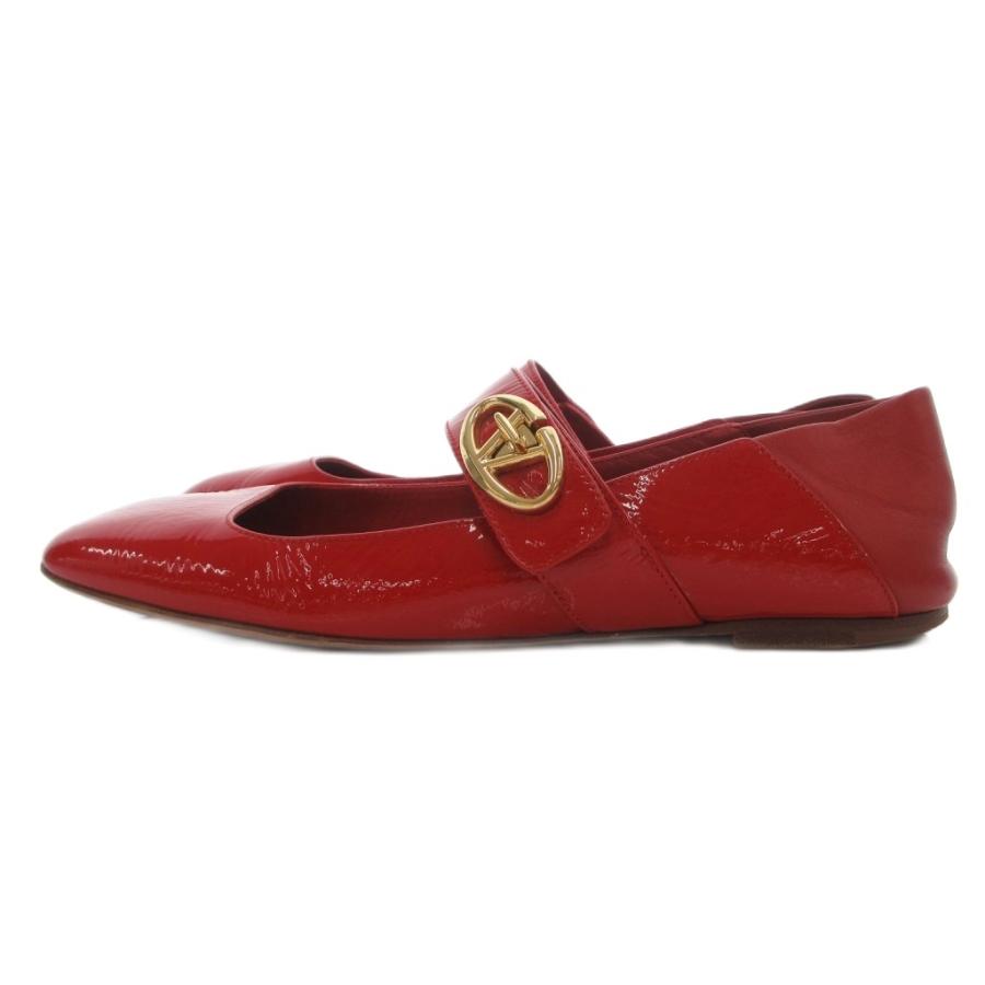 ヴァレンティノ ガラヴァーニ VALENTINO GARAVANI メリージェーン フラットシューズ パテントレザー 37.5 赤 レッド /UO ■GY62_2