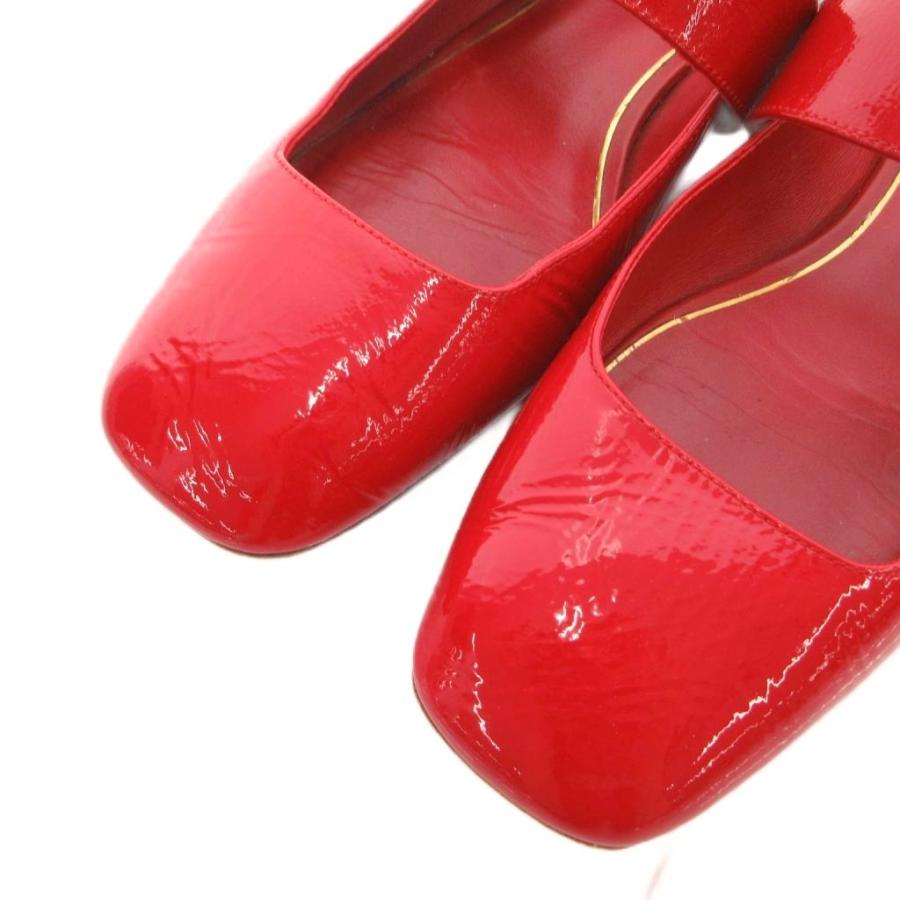 ヴァレンティノ ガラヴァーニ VALENTINO GARAVANI メリージェーン フラットシューズ パテントレザー 37.5 赤 レッド /UO ■GY62_5