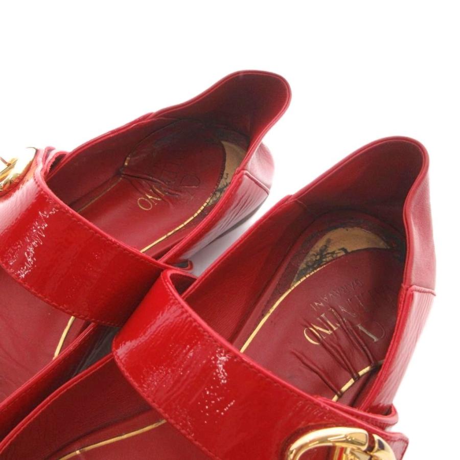 ヴァレンティノ ガラヴァーニ VALENTINO GARAVANI メリージェーン フラットシューズ パテントレザー 37.5 赤 レッド /UO ■GY62_6