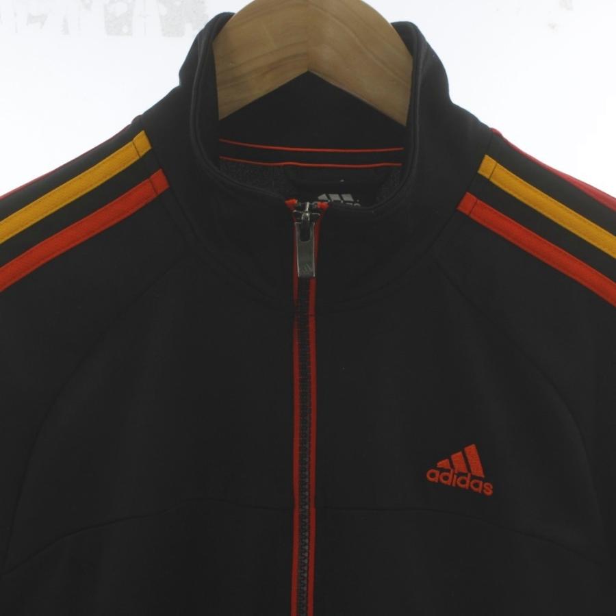 adidas ジップアップジャケット上下セット L ブラック/レッド/ゴールド adidas（アディダス） × essentials パーカー 上着 L 黒 ブラック 赤