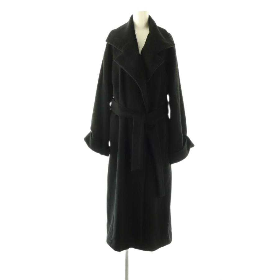 エスカーダ ESCADA ロングコート ベルト付き アンゴラ混 38 ブラック 