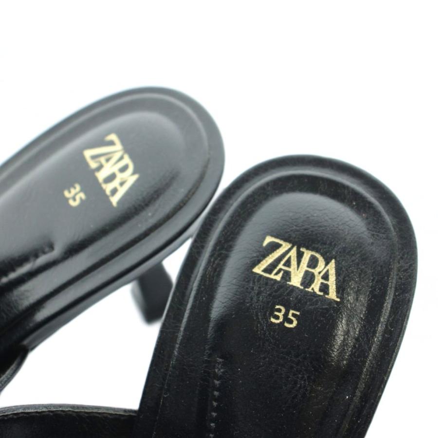 ZARA（ザラ） トングサンダル ハイヒール レザー ワンカラー 35 黒