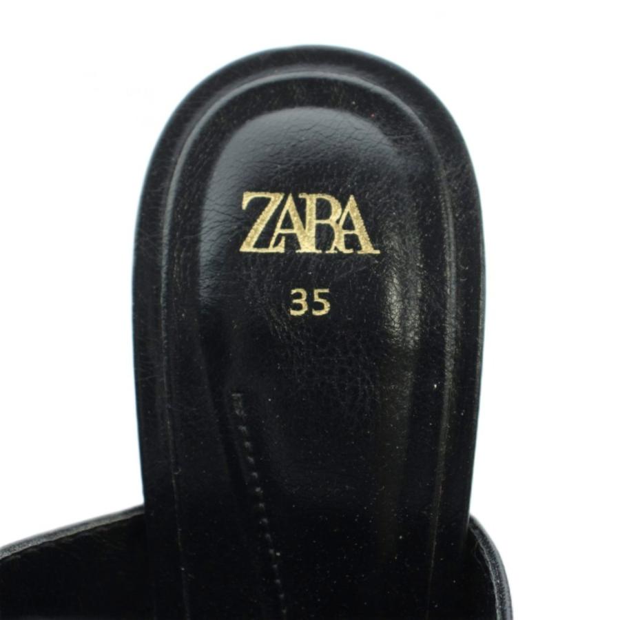 ZARA（ザラ） トングサンダル ハイヒール レザー ワンカラー 35 黒