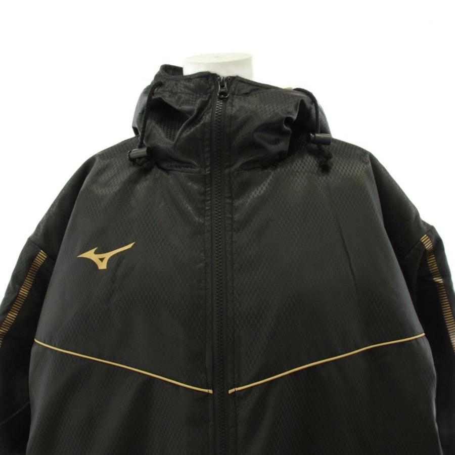 ミズノ MIZUNO ベンチコート ロング丈 フード ロゴ 中綿 F 黒 ブラック