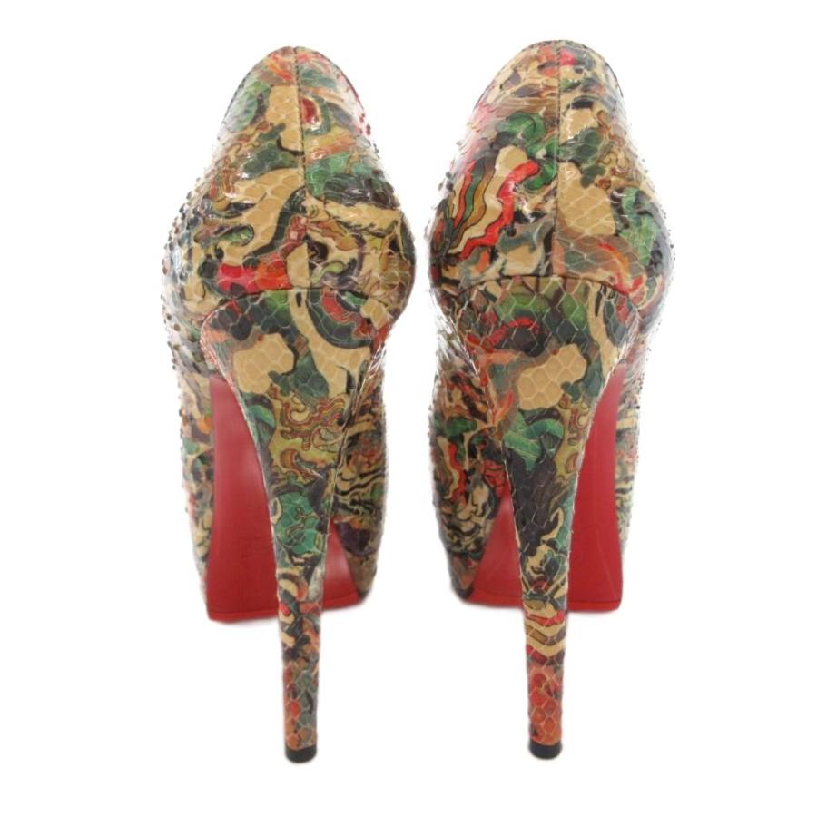 クリスチャンルブタン Christian louboutin パンプス オープントゥ パイソンレザー ハイヒール 34 マルチカラー /FF ■GY62_4