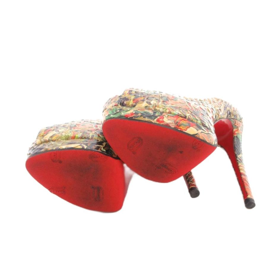 クリスチャンルブタン Christian louboutin パンプス オープントゥ パイソンレザー ハイヒール 34 マルチカラー /FF ■GY62_5