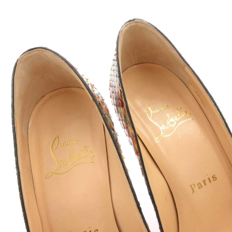 クリスチャンルブタン Christian louboutin パンプス オープントゥ パイソンレザー ハイヒール 34 マルチカラー /FF ■GY62_6
