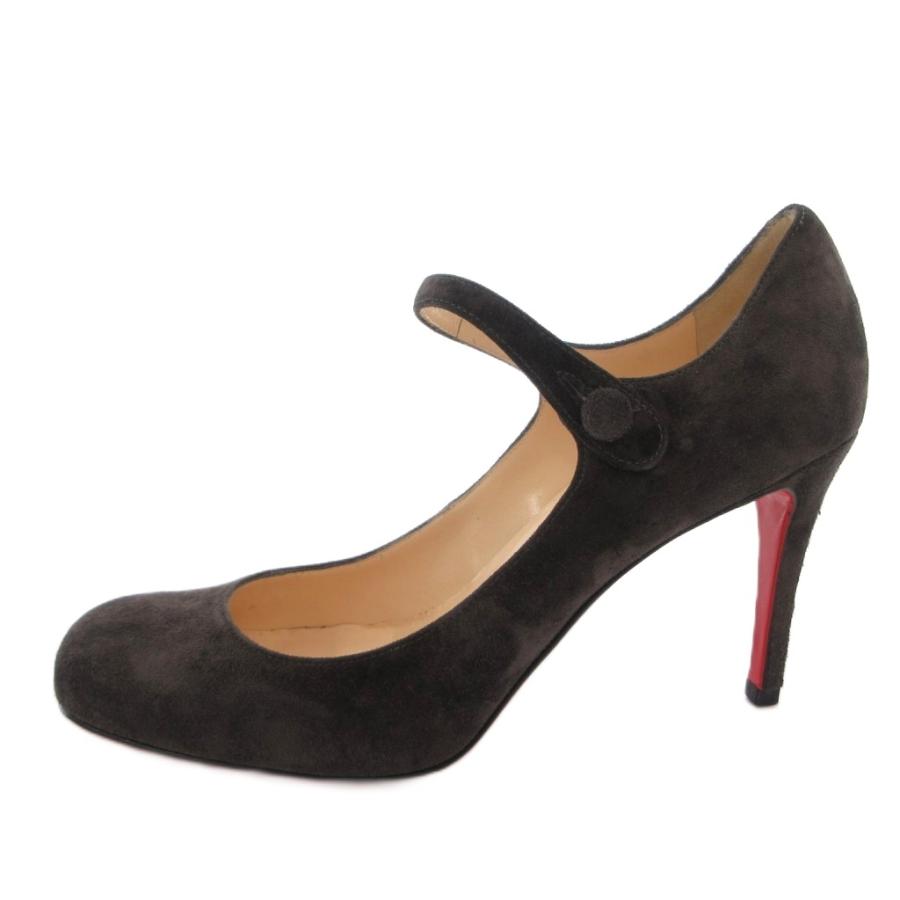 クリスチャンルブタン Christian louboutin パンプス ラウンドトゥ ストラップ スエード 37.5 グレー /FF ■GY62 レディース_1