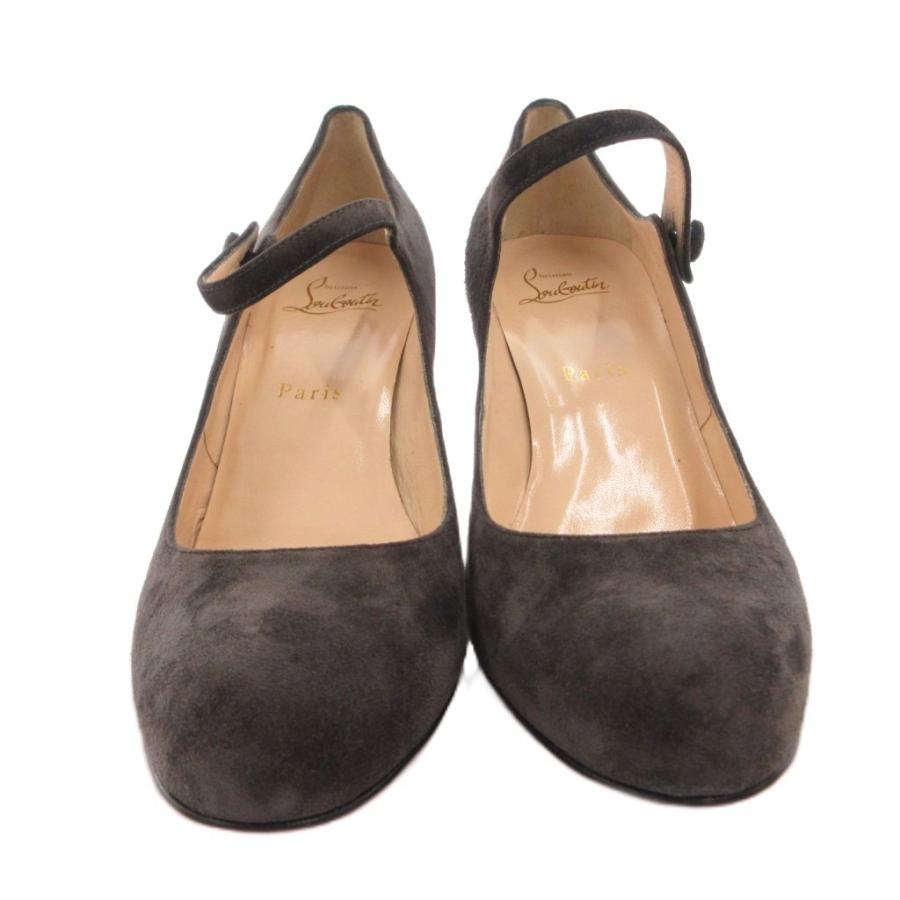 クリスチャンルブタン Christian louboutin パンプス ラウンドトゥ ストラップ スエード 37.5 グレー /FF ■GY62 レディース_3