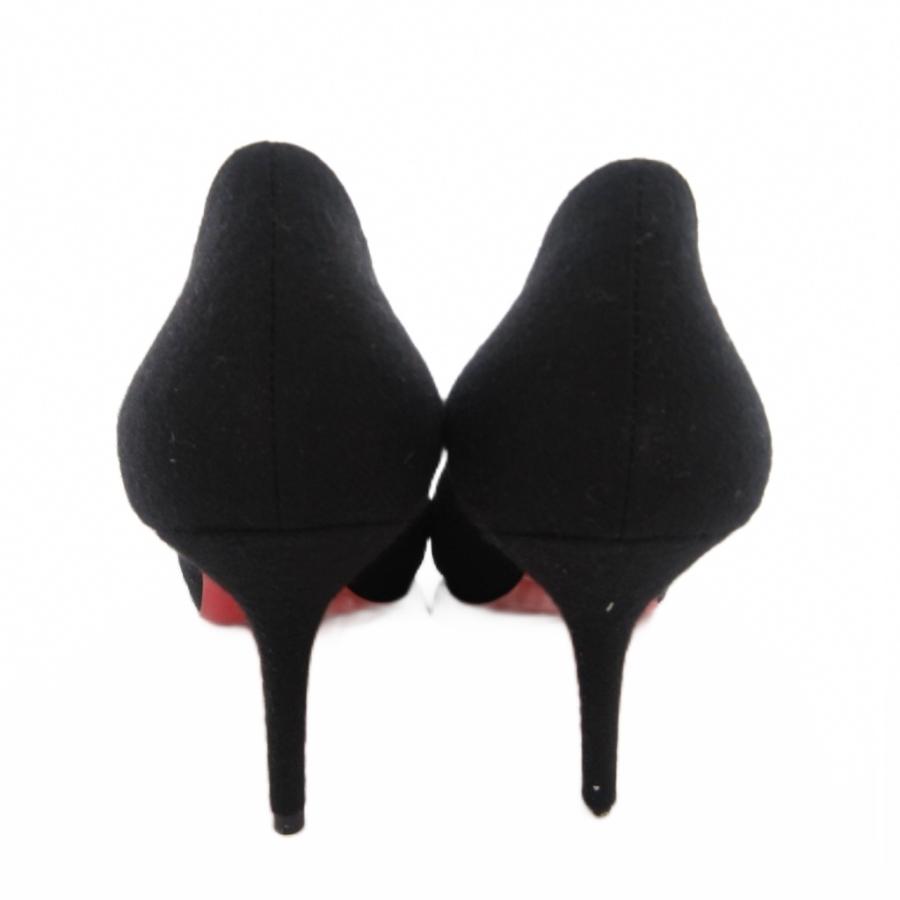 クリスチャンルブタン Christian louboutin リボンパンプス オープントゥ 37.5 黒 ブラック /FF ■GY62 レディース_4