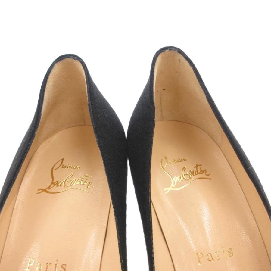 クリスチャンルブタン Christian louboutin リボンパンプス オープントゥ 37.5 黒 ブラック /FF ■GY62 レディース_6