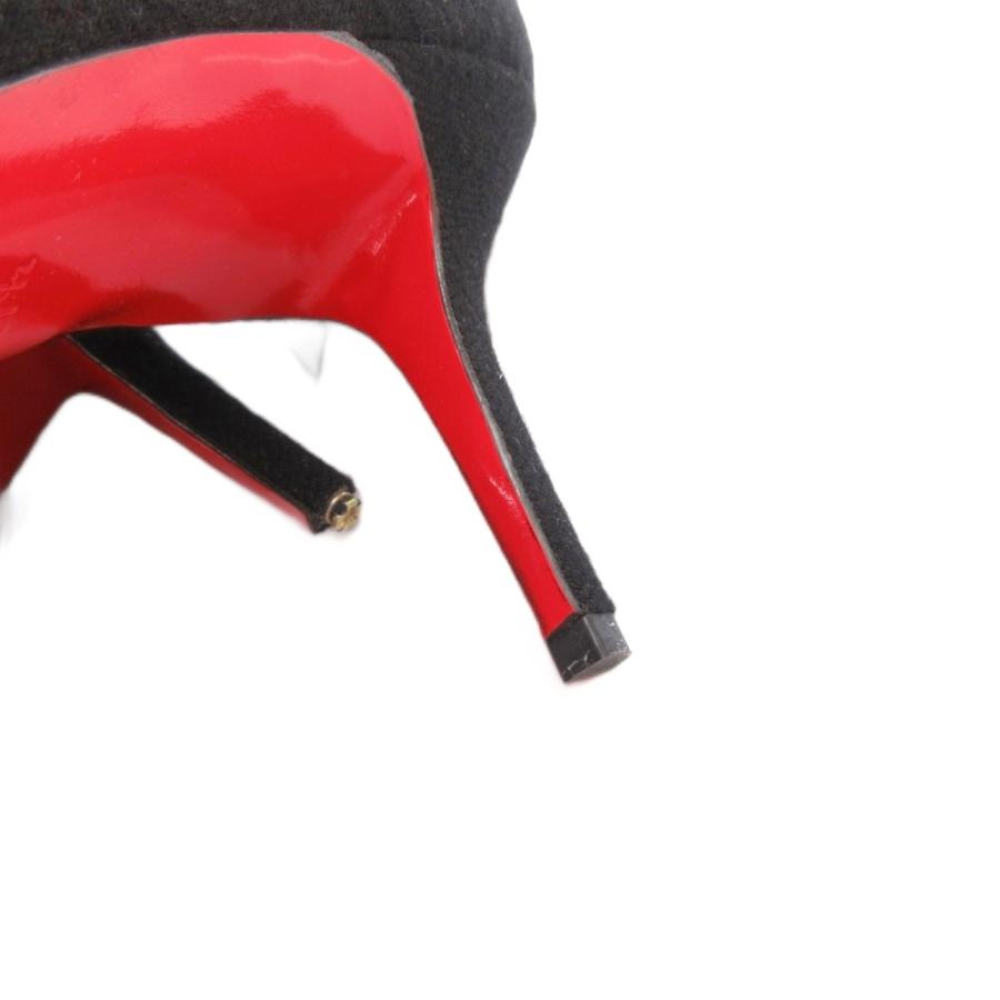 クリスチャンルブタン Christian louboutin リボンパンプス オープントゥ 37.5 黒 ブラック /FF ■GY62 レディース_7