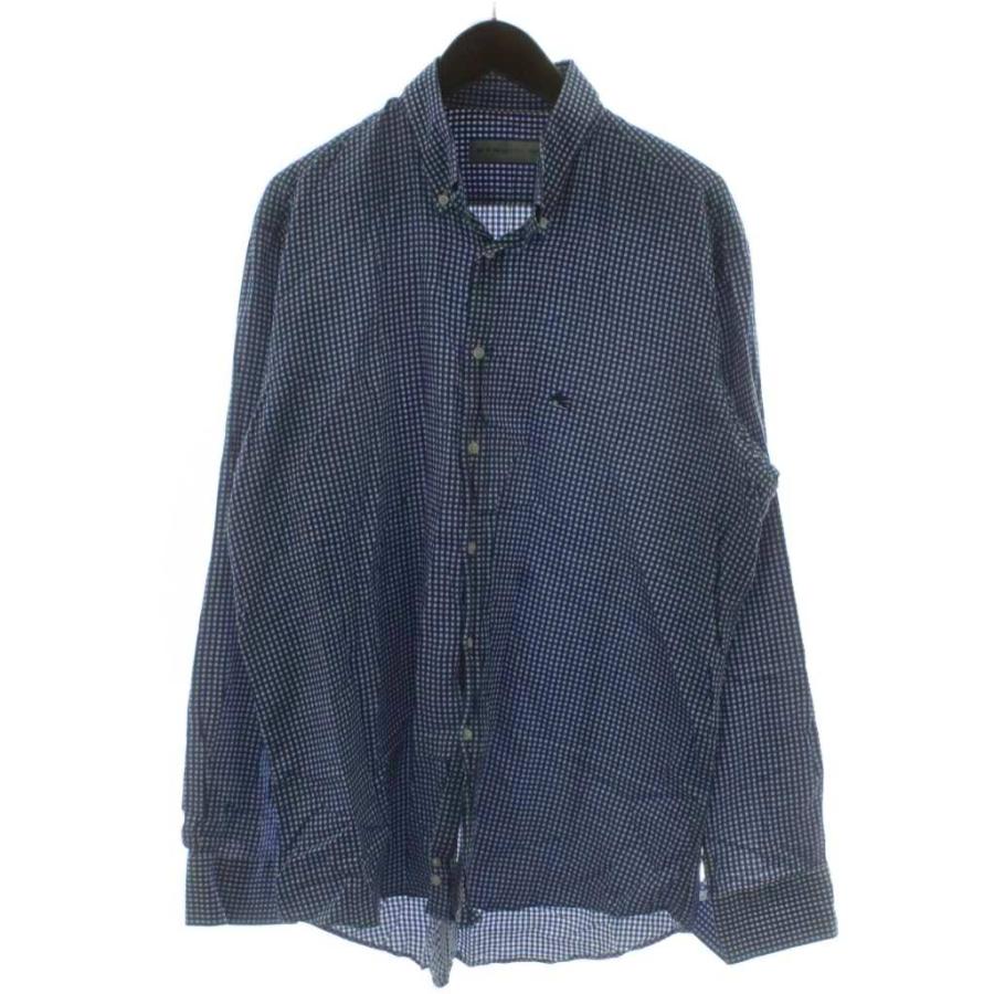 ETRO（エトロ） シャツ カットソー 44 青 長袖 チェック柄 /GG 