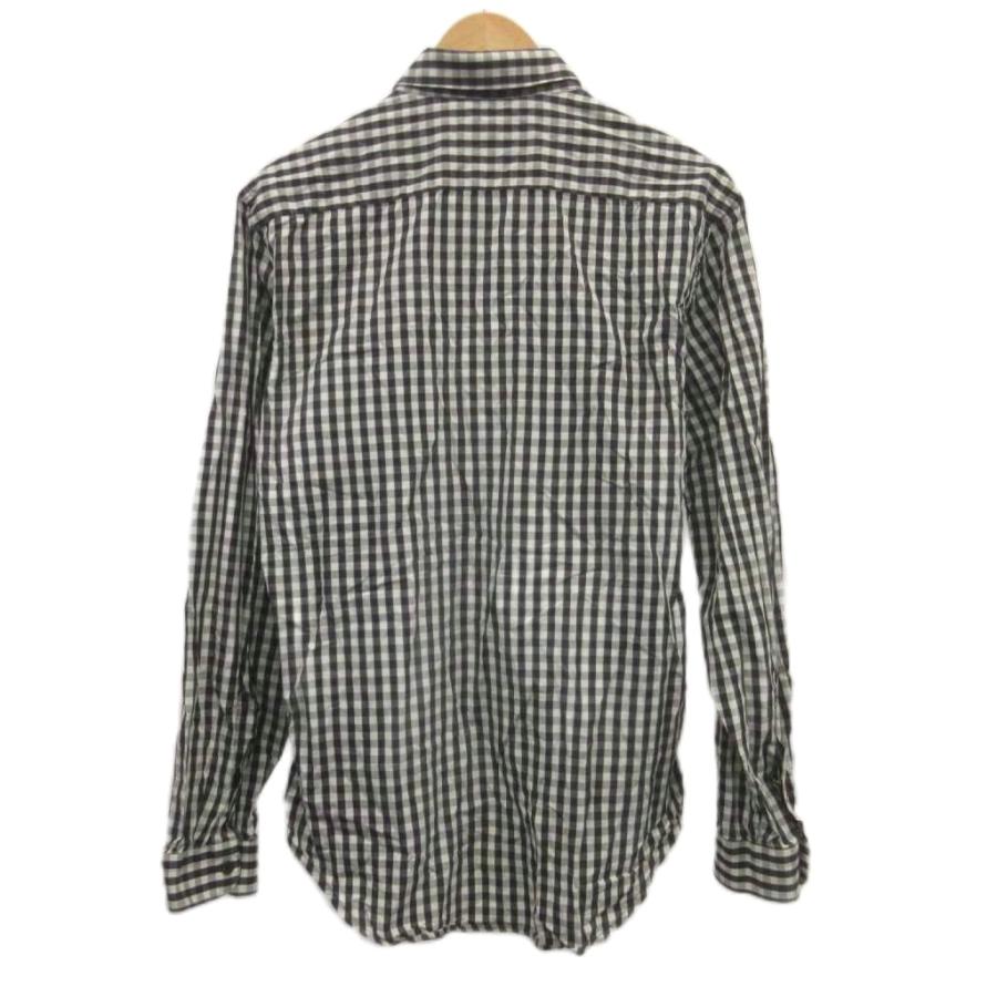 ザラマン ZARA MAN シャツ XL 黒 ブラック ギンガムチェック柄 長袖 