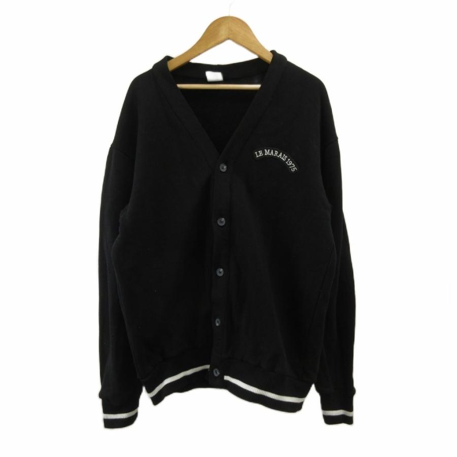 ZARA（ザラ） カーディガン スウェット M 黒 ブラック Vネック ロゴ 