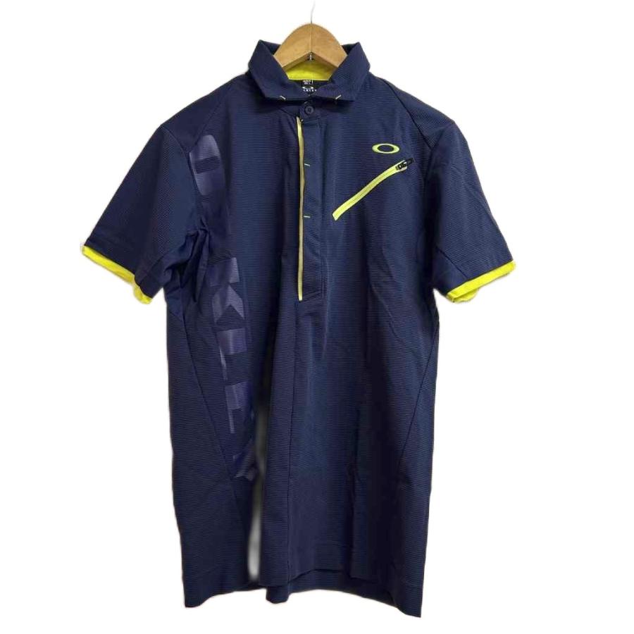 オークリー OAKLEY ポロシャツ L 紺 ネイビー 半袖 ハーフジップ
