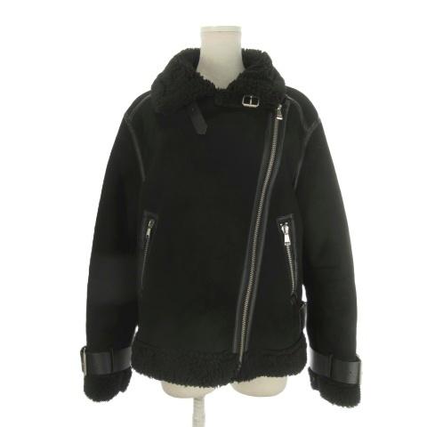 ZARA（ザラ） ライダースジャケット フェイクムートン S 黒 ブラック