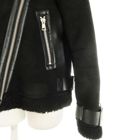 ZARA（ザラ） ライダースジャケット フェイクムートン S 黒 ブラック