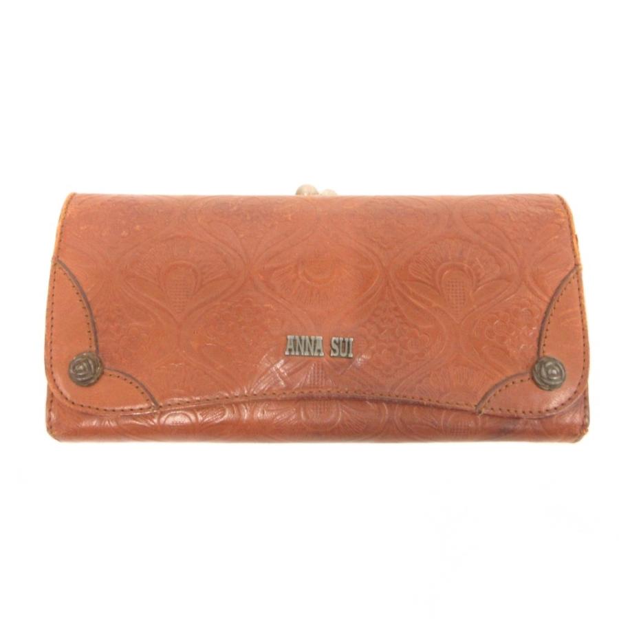 ANNA SUI（アナスイ） 長財布 ウォレット 茶 ブラウン エンボス加工 