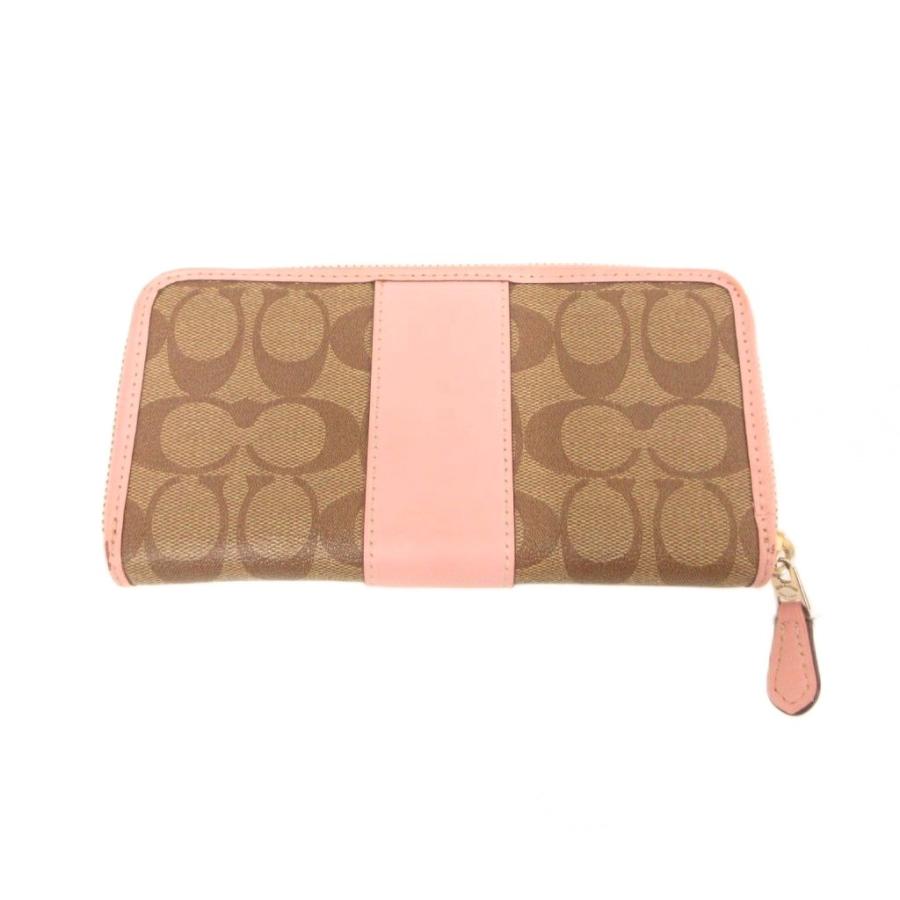 COACH（コーチ） 長財布 ウォレット ベージュ ピンク シグネチャー柄 