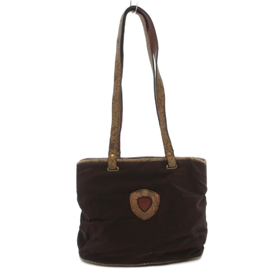 Bally（バリー） トートバッグ 肩掛け 手提げ ロゴ ナイロン 茶 