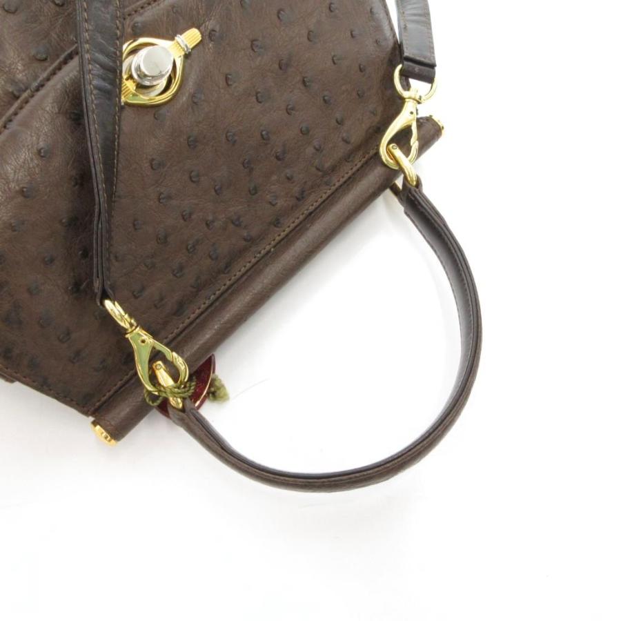 ノーブランド JRA ハンドバッグ ショルダー 2WAY オーストリッチ 