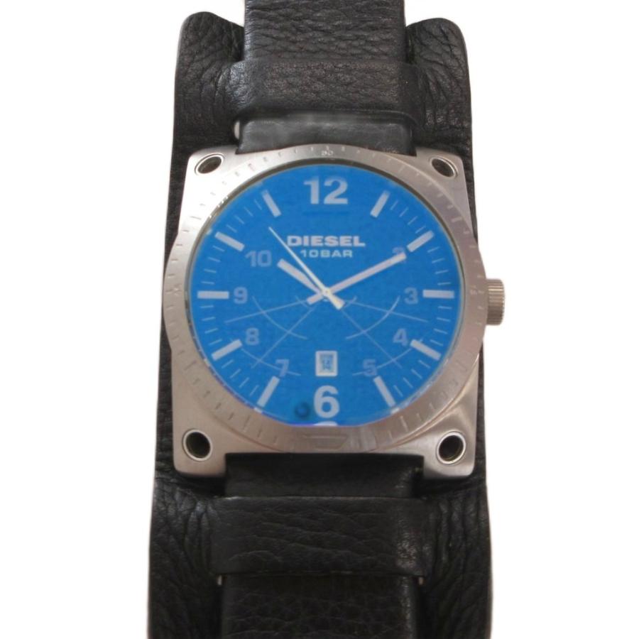 DIESEL（ディーゼル） ジャンク品 クォーツ 腕時計 レザー 本革 黒 