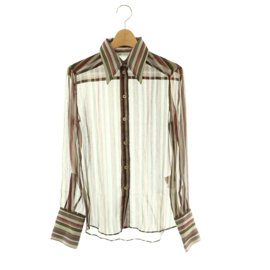 ZARA（ザラ） シアーシャツ ブラウス 長袖 マルチストライプ柄 XS