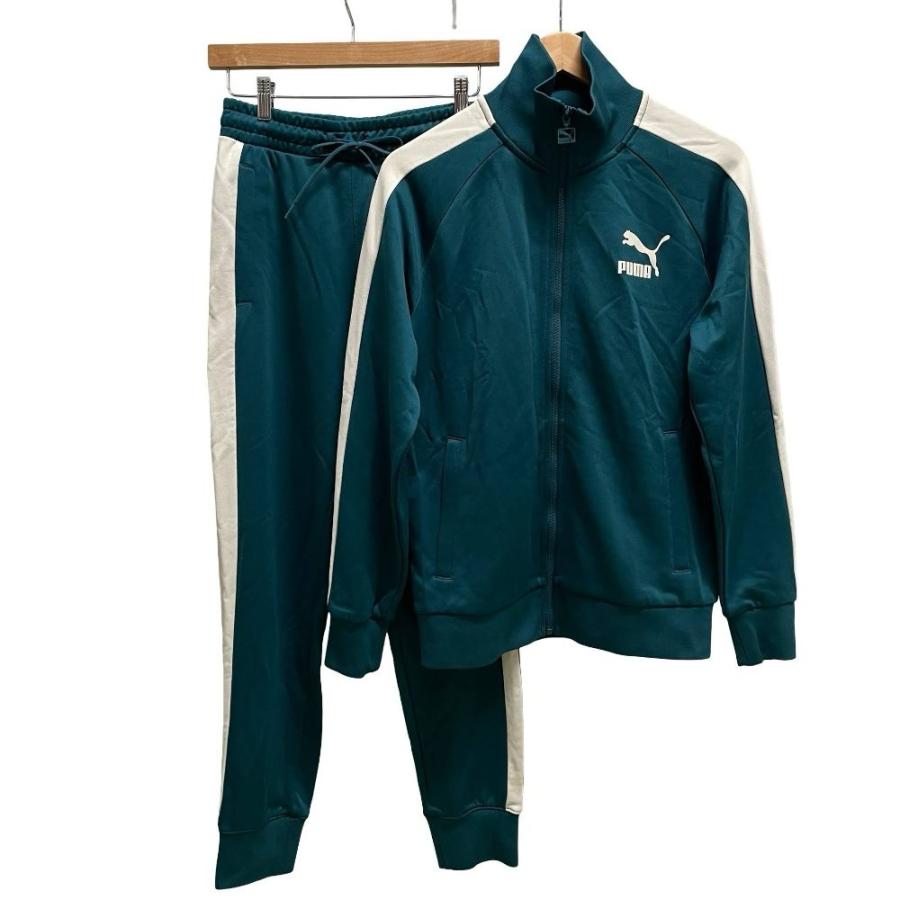 PUMAジャージセットアップ(グリーン) PUMA（プーマ） ロゴプリント サイドライン トラックジャケット