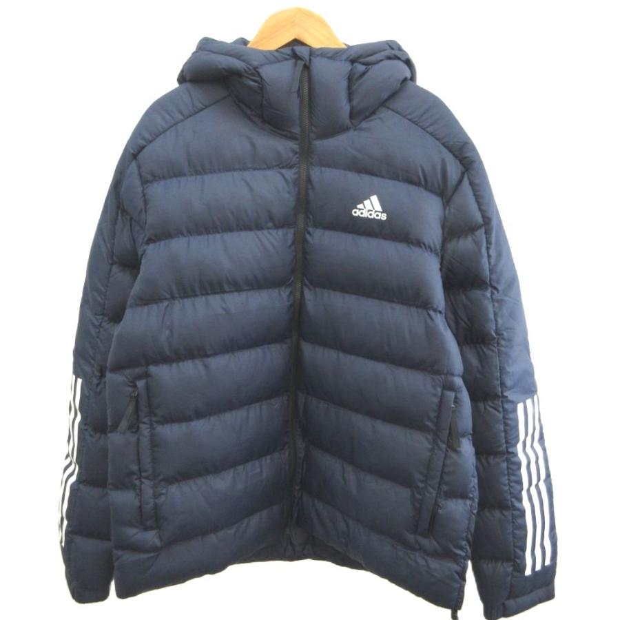 adidas（アディダス） 中綿ジャケット 上着 L 紺 ネイビー フード付き 